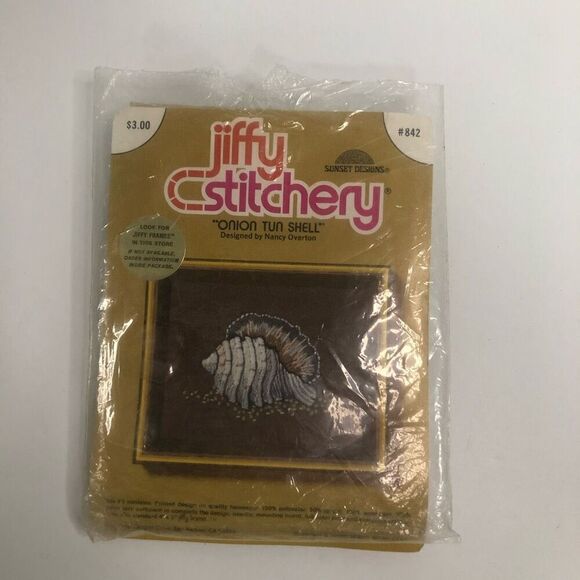 1977 jiffy stitchers onion tun shell kit 842 crewel embroidery - Picture 2 of 7